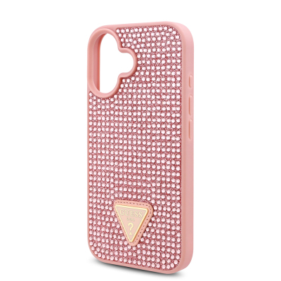 Apple iPhone 16 Plus Case Guess Original Licensed Stone Back Surface Triangle Logo Cover - 24