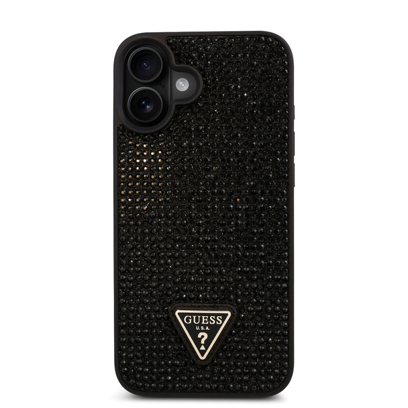 Apple iPhone 16 Plus Case Guess Original Licensed Stone Back Surface Triangle Logo Cover - 28