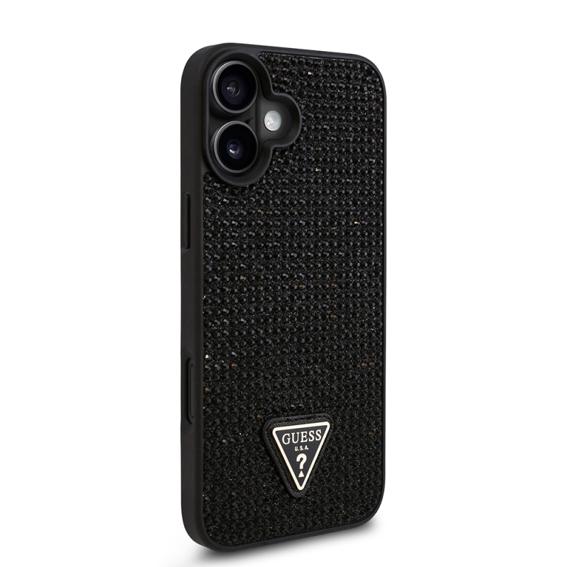 Apple iPhone 16 Plus Case Guess Original Licensed Stone Back Surface Triangle Logo Cover - 29