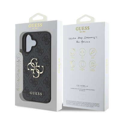 Apple iPhone 16 Plus Case Guess with Large Metal Logo Design PU Leather Cover - 9