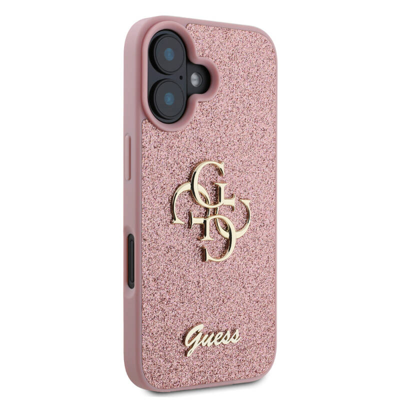 Apple iPhone 16 Plus Case Large Metal Logo Guess Original Licensed 4G Glitter Cover - 20