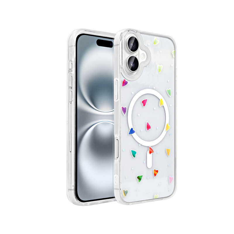 Apple iPhone 16 Plus Case M-Safe Charging Transparent Zore Folk Hard Cover - 3