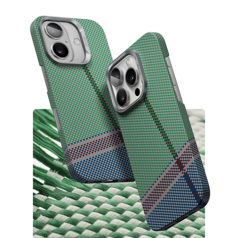 Apple iPhone 16 Plus Case Magsafe Charging Feature Carbon Fiber Design Benks Passion Green ArmorAir Kevlar Cover - 2