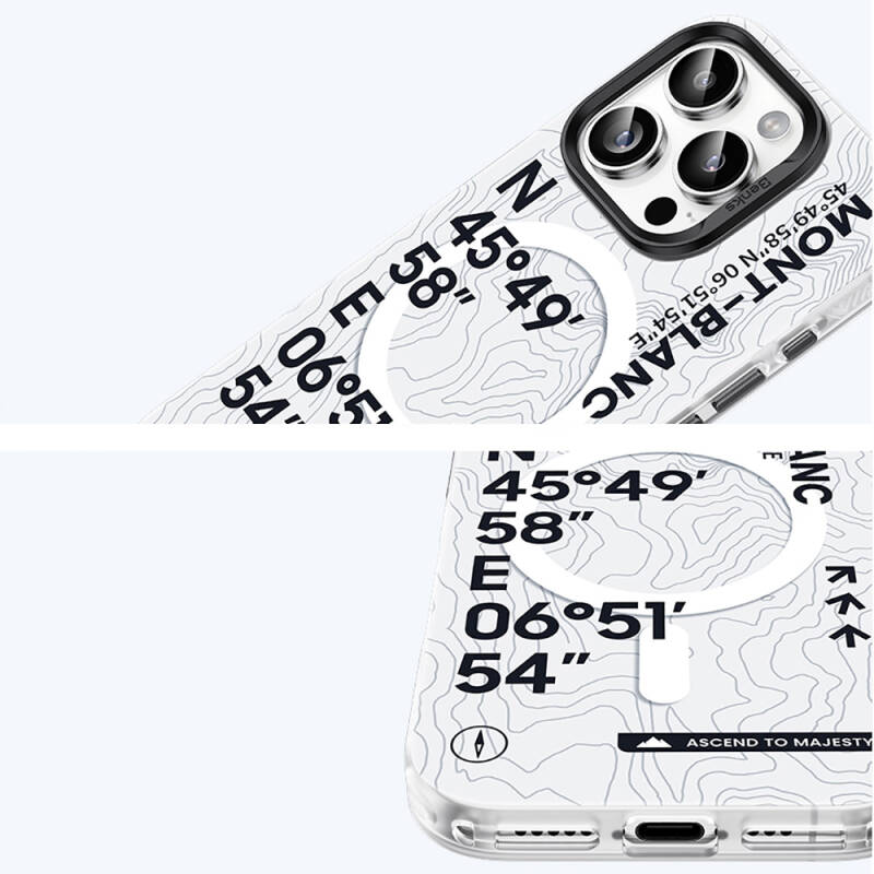 Apple iPhone 16 Plus Case Magsafe Charging Featured Coordinate Text Pattern Benks Summit Series Cover - 6