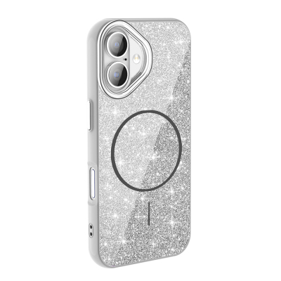 Apple iPhone 16 Plus Case Magsafe charging shining silvery Zore Okso Cover - 4