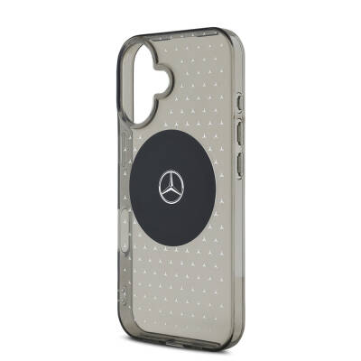 Apple iPhone 16 Plus Case Mercedes Benz Original Licensed Magsafe Charging Feature Star Patterned Transparent Cover - 7