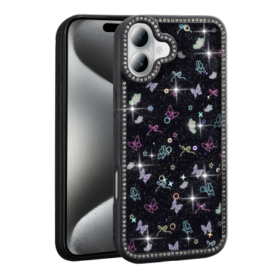 Apple iPhone 16 Plus Case Stone and Glitter Design Zore Azra Cover - 4