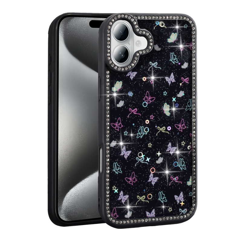 Apple iPhone 16 Plus Case Stone and Glitter Design Zore Azra Cover - 4