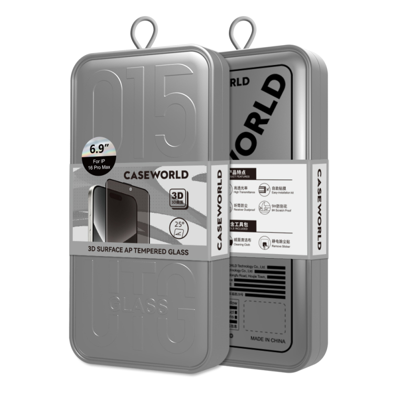 Apple iPhone 16 Plus CaseWorld 0.25mm Privacy 3D Temperli Cam Ekran Koruyucu + Uygulama Aparatlı - 7