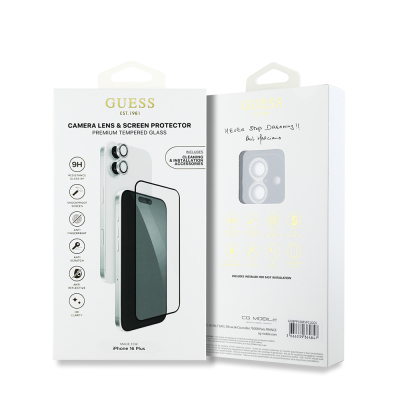 Apple iPhone 16 Plus Guess Original Licensed Rhinestone Screen Protector + Lens Protector 2in1 Accessory Set - 7