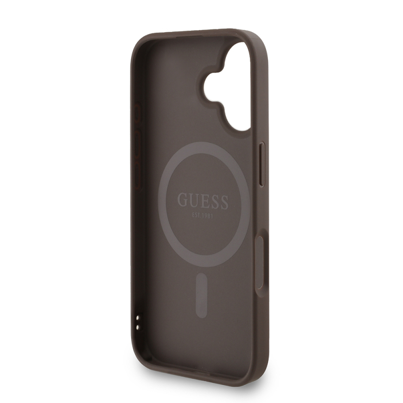 Apple iPhone 16 Plus Kılıf Guess Orjinal Lisanslı M-safe Şarj Özellikli PU Deri Bilek Askı İpli Yazı Logolu Kapak - 8