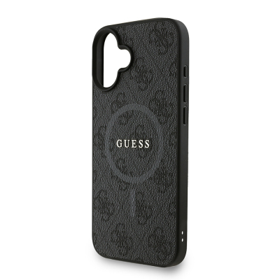 Apple iPhone 16 Plus Kılıf Guess Orjinal Lisanslı M-safe Şarj Özellikli PU Deri Bilek Askı İpli Yazı Logolu Kapak - 23