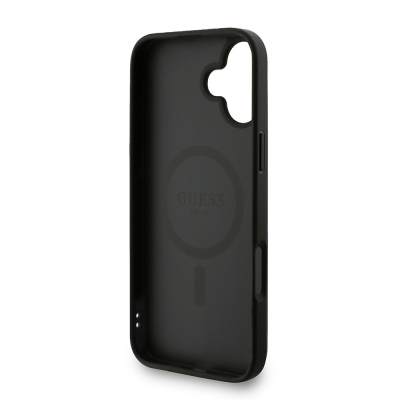 Apple iPhone 16 Plus Kılıf Guess Orjinal Lisanslı M-safe Şarj Özellikli PU Deri Bilek Askı İpli Yazı Logolu Kapak - 24