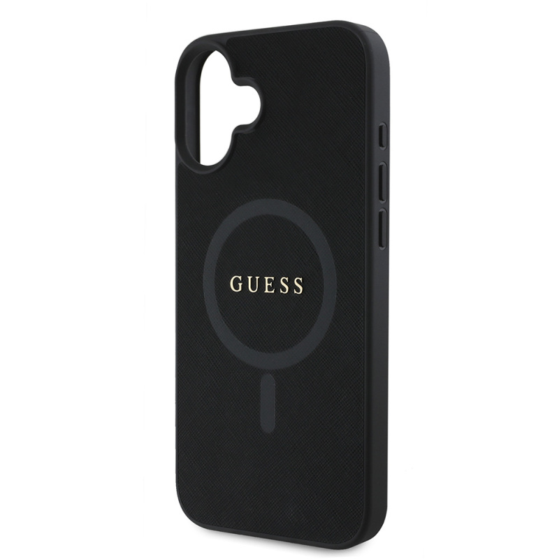 Apple iPhone 16 Plus Kılıf Guess Orjinal Lisanslı Magsafe Şarj Özellikli Yazı Logolu Saffiano Classic Kapak - 7