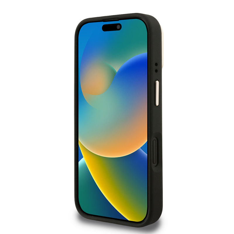 Apple iPhone 16 Plus Kılıf Guess Orjinal Lisanslı PU Deri 4G Desenli Metal Büyük 4G ve Yazı Logolu Kamera Standlı Kapak - 7