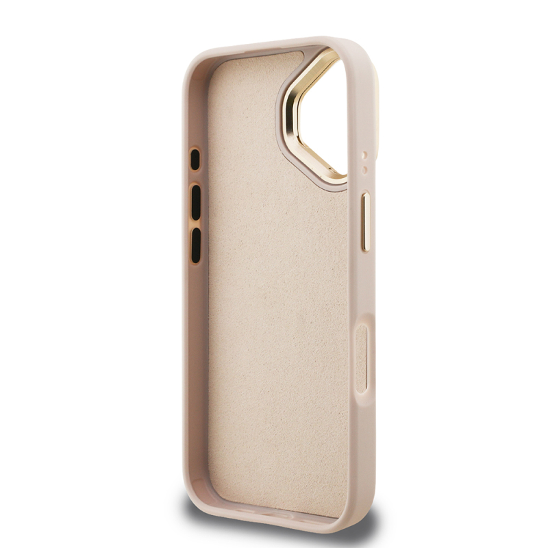 Apple iPhone 16 Plus Kılıf Guess Orjinal Lisanslı PU Deri 4G Desenli Metal Büyük 4G ve Yazı Logolu Kamera Standlı Kapak - 16