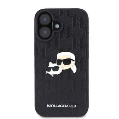 Apple iPhone 16 Plus Kılıf Karl Lagerfeld Orjinal Lisanslı K&C Heads Monogram Pin Kapak - 4