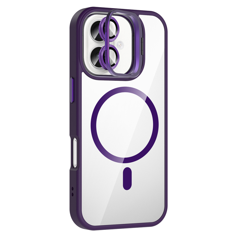 Apple iPhone 16 Plus Kılıf Standlı ve Kamera Lens Hediyeli M-Safe Şarj Özellikli Zore Etro Kapak - 10