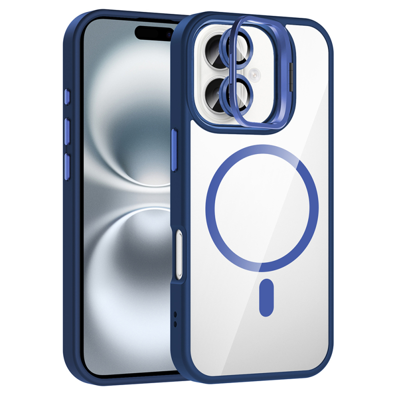 Apple iPhone 16 Plus Kılıf Standlı ve Kamera Lens Hediyeli M-Safe Şarj Özellikli Zore Etro Kapak - 8