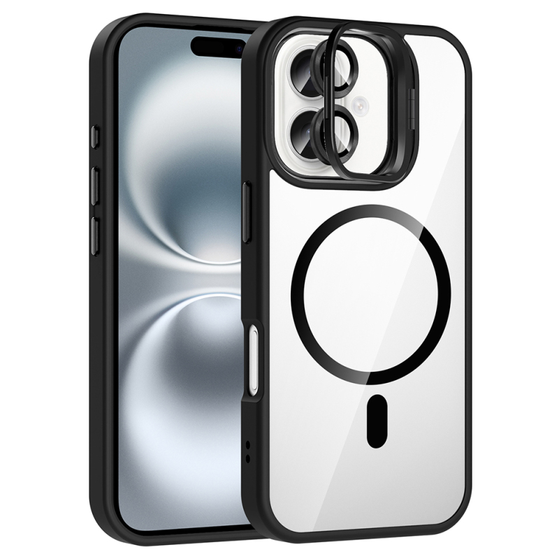 Apple iPhone 16 Plus Kılıf Standlı ve Kamera Lens Hediyeli M-Safe Şarj Özellikli Zore Etro Kapak - 9