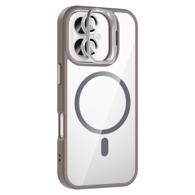 Apple iPhone 16 Plus Kılıf Standlı ve Kamera Lens Hediyeli M-Safe Şarj Özellikli Zore Etro Kapak - 4
