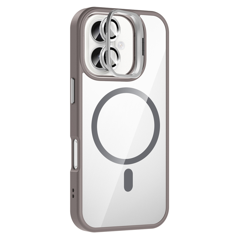 Apple iPhone 16 Plus Kılıf Standlı ve Kamera Lens Hediyeli M-Safe Şarj Özellikli Zore Etro Kapak - 4