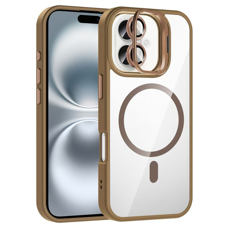 Apple iPhone 16 Plus Kılıf Standlı ve Kamera Lens Hediyeli M-Safe Şarj Özellikli Zore Etro Kapak - 3