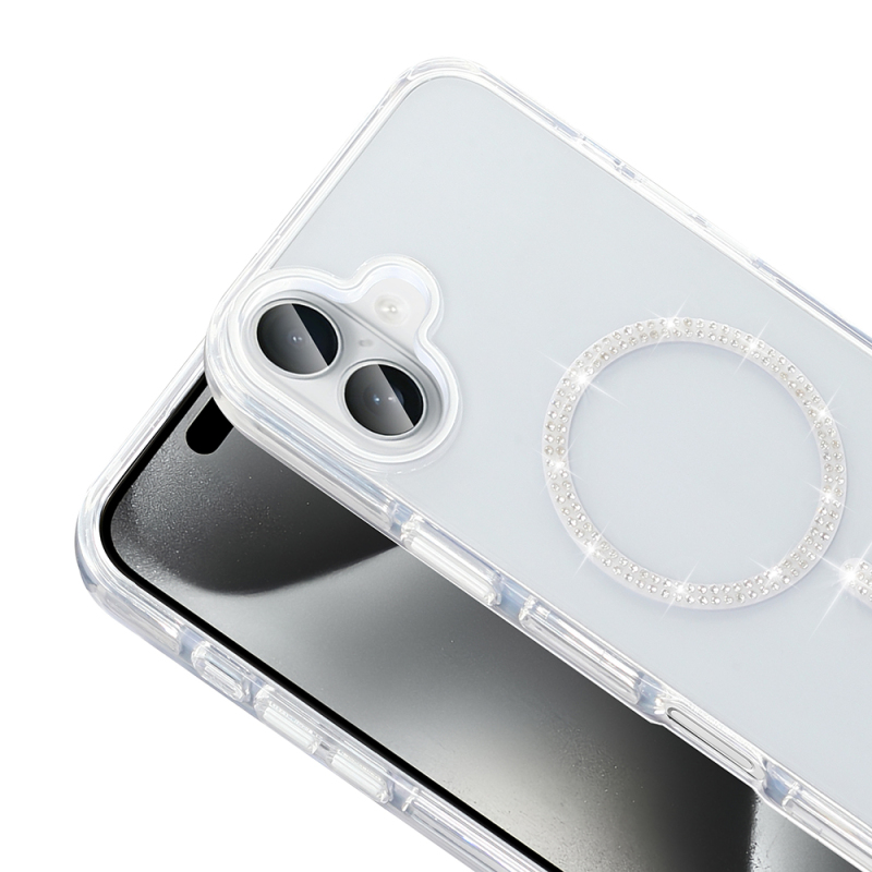 Apple iPhone 16 Plus Kılıf Taşlı Tasarım M-safe Şarj Özellikli Zore Koment Silikon Kapak - 4
