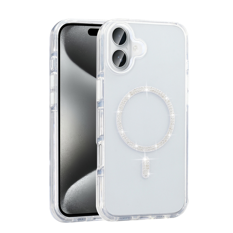 Apple iPhone 16 Plus Kılıf Taşlı Tasarım M-safe Şarj Özellikli Zore Koment Silikon Kapak - 2
