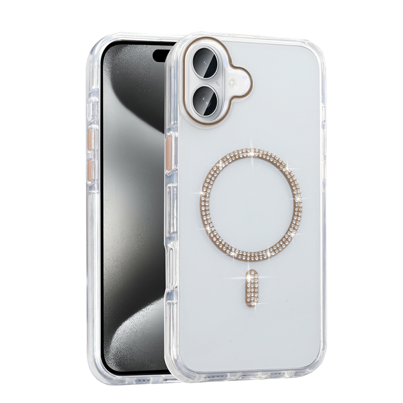 Apple iPhone 16 Plus Kılıf Taşlı Tasarım M-safe Şarj Özellikli Zore Koment Silikon Kapak - 3