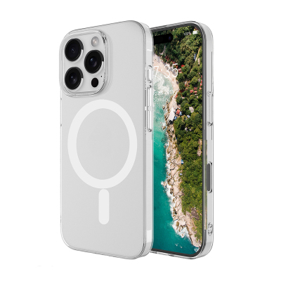 Apple iPhone 16 Pro Camera Protected M-Safe Charging Transparent Zore London Hard PC Case - 1