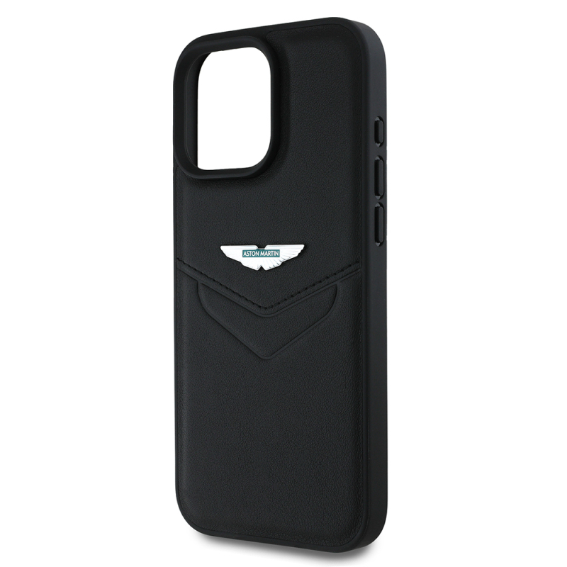 Apple iPhone 16 Pro Case Aston Martin Original Licensed Victory Design PU Leather Metal Logo Cover - 5