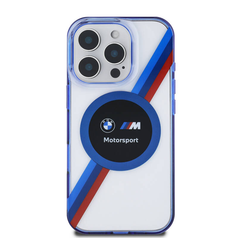 Apple iPhone 16 Pro Case BMW Original Licensed Magsafe Charging Featured M Logo Three Color Striped Motorsport Circle Cover - 4