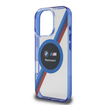 Apple iPhone 16 Pro Case BMW Original Licensed Magsafe Charging Featured M Logo Three Color Striped Motorsport Circle Cover - 7