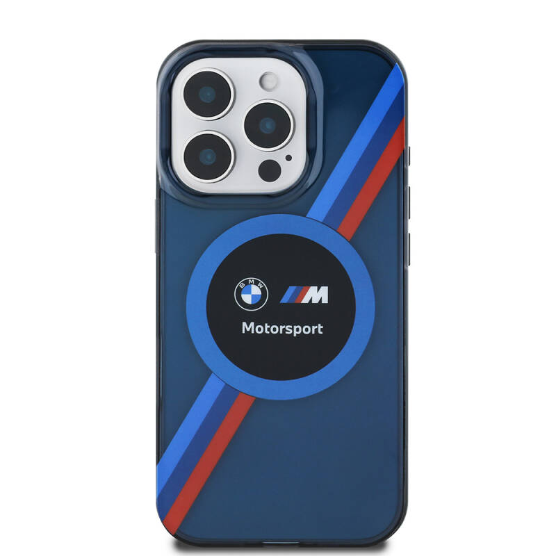 Apple iPhone 16 Pro Case BMW Original Licensed Magsafe Charging Featured M Logo Three Color Striped Motorsport Circle Cover - 13