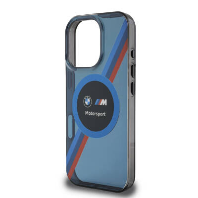 Apple iPhone 16 Pro Case BMW Original Licensed Magsafe Charging Featured M Logo Three Color Striped Motorsport Circle Cover - 16