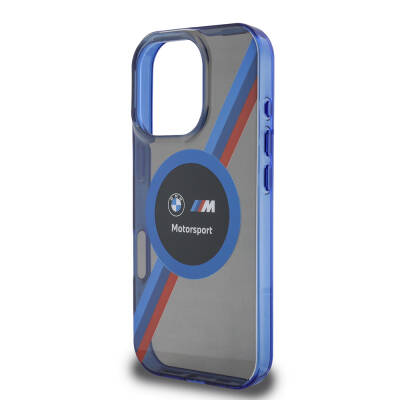 Apple iPhone 16 Pro Case BMW Original Licensed Magsafe Charging Featured M Logo Three Color Striped Motorsport Circle Cover - 25