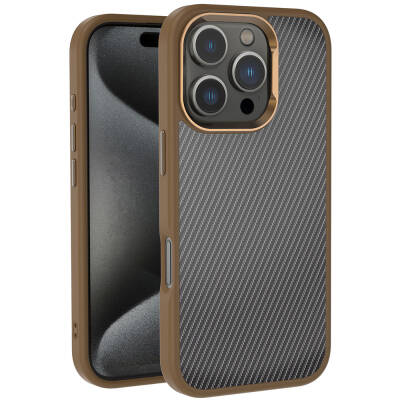 Apple iPhone 16 Pro Case Carbon Fiber Appearance Glossy Camera Frame Zore Venus Cover - 2