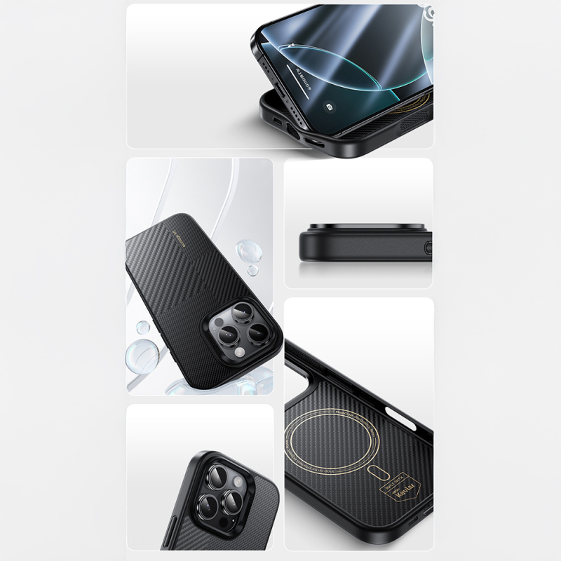 Apple iPhone 16 Pro Case Carbon Fiber M-safe Charging Feature Camera Control Button Benks Hybrid ArmorPro Montage Kevlar Cover - 8