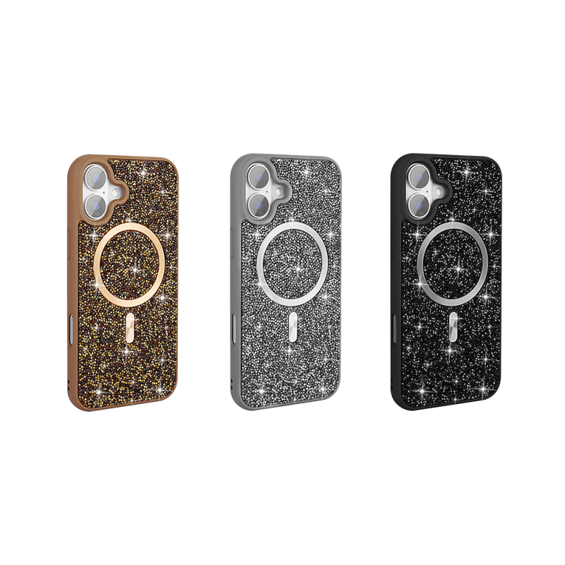 Apple iPhone 16 Pro Case Diamond Design Magsafe Charging Feature Zore Mosaic Silicone Cover - 11