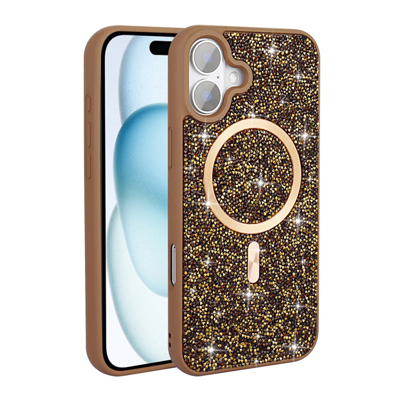 Apple iPhone 16 Pro Case Diamond Design Magsafe Charging Feature Zore Mosaic Silicone Cover - 8