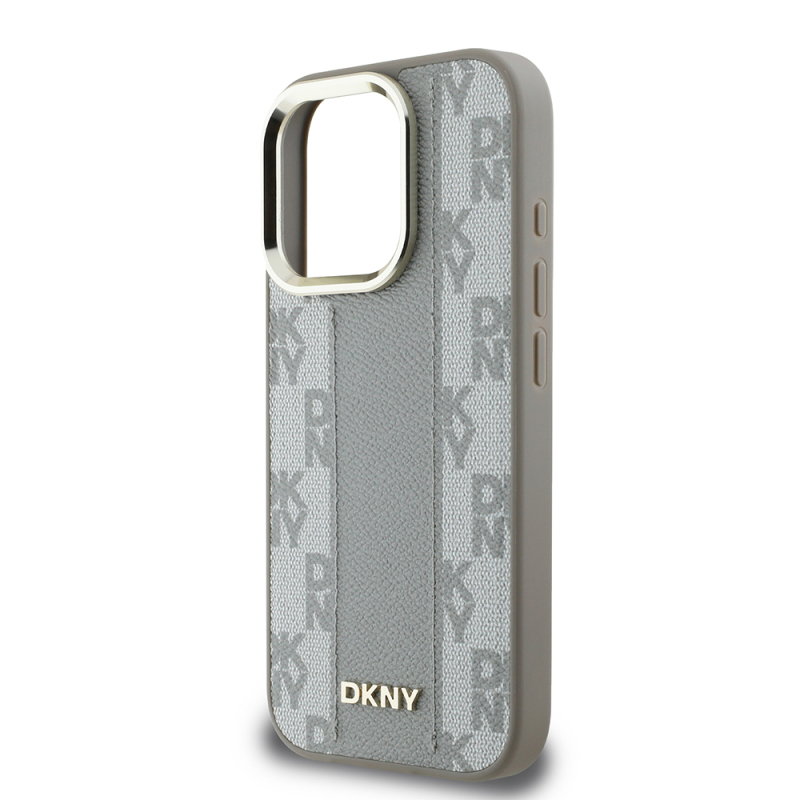 Apple iPhone 16 Pro Case DKNY Original Licensed Magsafe Charging Feature 3D Printed Checkered Pattern Cover - 6