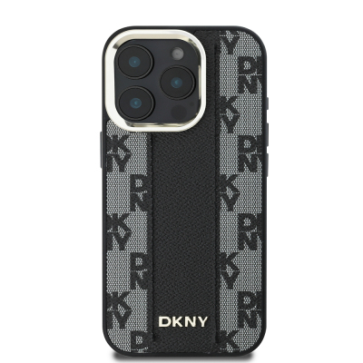 Apple iPhone 16 Pro Case DKNY Original Licensed Magsafe Charging Feature 3D Printed Checkered Pattern Cover - 12