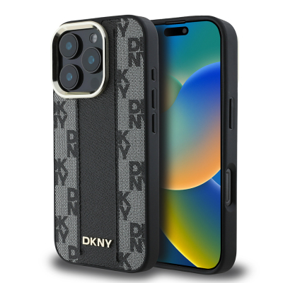 Apple iPhone 16 Pro Case DKNY Original Licensed Magsafe Charging Feature 3D Printed Checkered Pattern Cover - 3