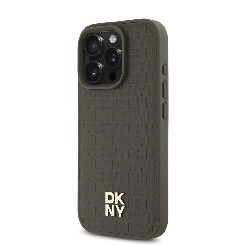 Apple iPhone 16 Pro Case DKNY Original Licensed Magsafe Charging Feature 3D Written Repeat Pattern Cover - 4