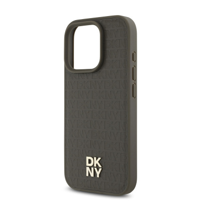 Apple iPhone 16 Pro Case DKNY Original Licensed Magsafe Charging Feature 3D Written Repeat Pattern Cover - 8