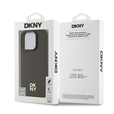 Apple iPhone 16 Pro Case DKNY Original Licensed Magsafe Charging Feature 3D Written Repeat Pattern Cover - 10