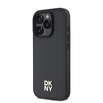 Apple iPhone 16 Pro Case DKNY Original Licensed Magsafe Charging Feature 3D Written Repeat Pattern Cover - 11