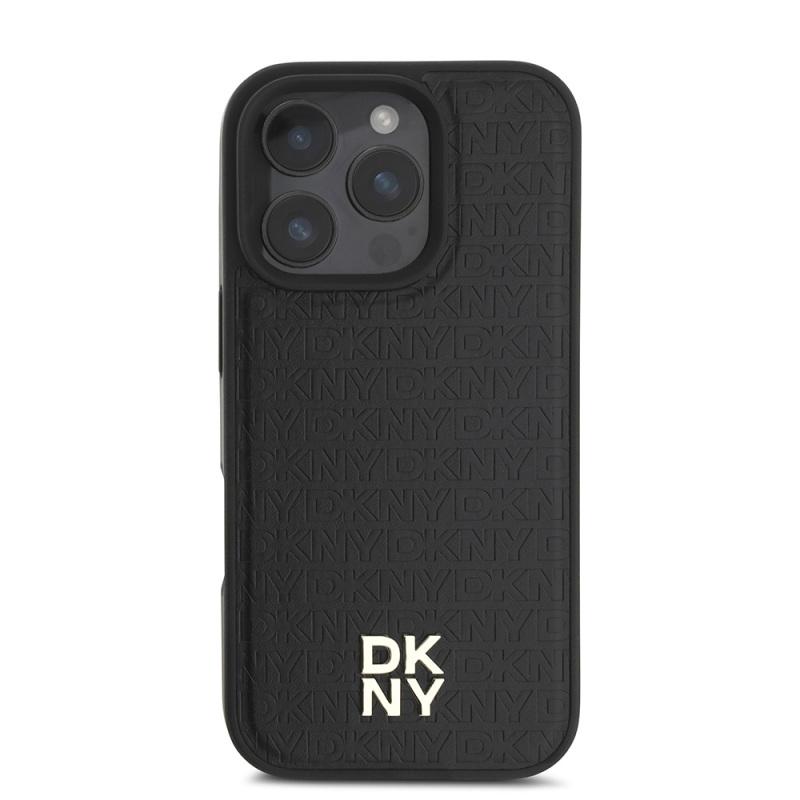 Apple iPhone 16 Pro Case DKNY Original Licensed Magsafe Charging Feature 3D Written Repeat Pattern Cover - 12