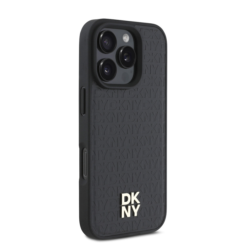 Apple iPhone 16 Pro Case DKNY Original Licensed Magsafe Charging Feature 3D Written Repeat Pattern Cover - 13